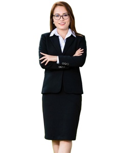 Traje de negocios personalizado de gama alta para mujer Blazer de doble botonadura Elegante mezcla de lana/seda/poliéster Decoración de botones a medida para oficina - Product Image 3