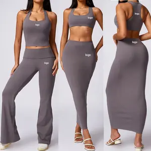 Kardash plus size 4 pcs flare bottom yoga sets skirt for women sports workout fitness golf tennis wear quick drying yoga dress