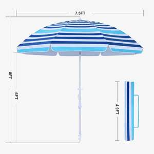 Sombrillas de playa azules con rayas de protección UV grandes y resistentes personalizadas con ancla de arena e inclinación para <span class=keywords><strong>patio</strong></span> al aire libre - Product Image 3