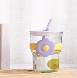 Bonito Cartoon Verão Limão Chá Copo De Vidro Listrado Drinkware - Product Image 6
