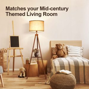 Lampe sur <span class=keywords><strong>pied</strong></span> moderne avec étagère, <span class=keywords><strong>en</strong></span> <span class=keywords><strong>bois</strong></span> massif, pour salon, chambre à coucher, décoration nordique, lampe à télécommande - Product Image 2