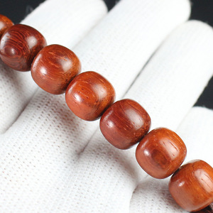 Red Sandalwood Barrel Bead <b>Bracelet</b> 11x12mm Unisex Everyday Wear - Product Image 3