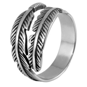 yunnique Feather <b>Ring</b> <b>Titanium</b> Steel Men's Punk Style Geometric Design Gift Jewelry - Product Image 5