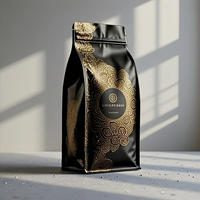 Sac à café octogonal scellé personnalisé avec valve à air, sac d'emballage pour café, sac alimentaire octogonal scellé en papier kraft auto-scellant