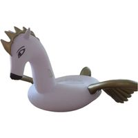 WaterrhanZHN Cheval Volant Gonflable Personnalisé, Grand Modèle FRK287I en PVC Blanc et Or pour la Plage, Flotteur Animal, Capacité <100kg, <5
