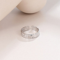 Bagues en argent réglables irrégulières simples concaves-convexes ouvertes bague en argent sterling 925 homme