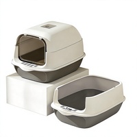 Bac à litière circulaire extra-large en PP pour chat, double entrée, entièrement fermé, anti-éclaboussures, anti-odeurs, pour le nettoyage des animaux