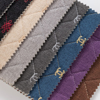 Tissu en velours tricoté en gros, résistant aux taches, polyester, lin fin, tissu pour canapé, matériau pour plafonds de voiture, coussins de siège, voiture