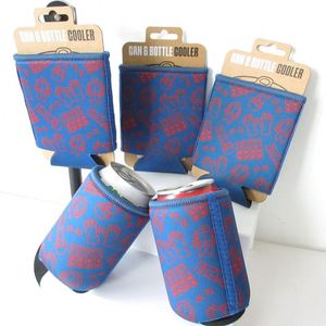Custom Logo 5mm Foldable Neoprene Beer Can Cooler Bag Insulated Koozee <b>Collapsible</b> Can Holder for Party Insert Card - Product Image 1
