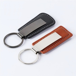 Personalized Engraving logo Sublimation Metal <b>Blank</b> Faux Leather Key Chain Holder <b>Ring</b> Custom Luxury Car Pu Leather Keychain - Product Image 6