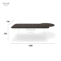 Nouveau design Ensemble de table basse en marbre moderne irrégulier-Combinaison élégante de verre et de marbre pour les espaces de vie table basse en verre