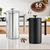 Grande presse à café isotherme portable de 1,5 l cafetière à double paroi en acier inoxydable de qualité supérieure Presse française pour accessoires de camping