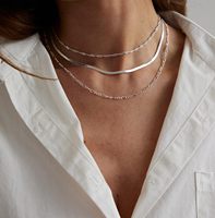 Ensemble de chaînes à maillons en corde torsadée à trois couches en argent avec chaîne serpent 2.5 et collier Figaro 35 + 38 + 42cm à la mode N0441