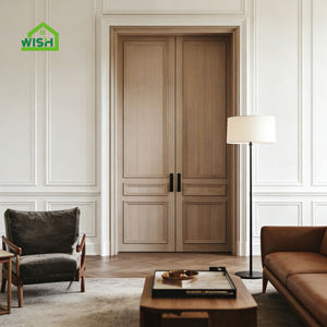 <span class=keywords><strong>Porte</strong></span> d'entrée double en bois pour villa, design moderne luxueux, arquée, avec surface finie et construction à âme pleine - Product Image 1