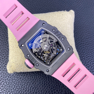 Reloj de Pulsera de Fibra de Carbono Estilo RM de Alta Calidad con Correa de Goma Rosa, Reloj Mecánico Automático para Hombre - Product Image 3