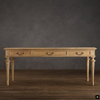 Escritorio de Computadora Retro Americano de Madera Maciza de Lujo con Cajón para Oficina y Sala de Estar