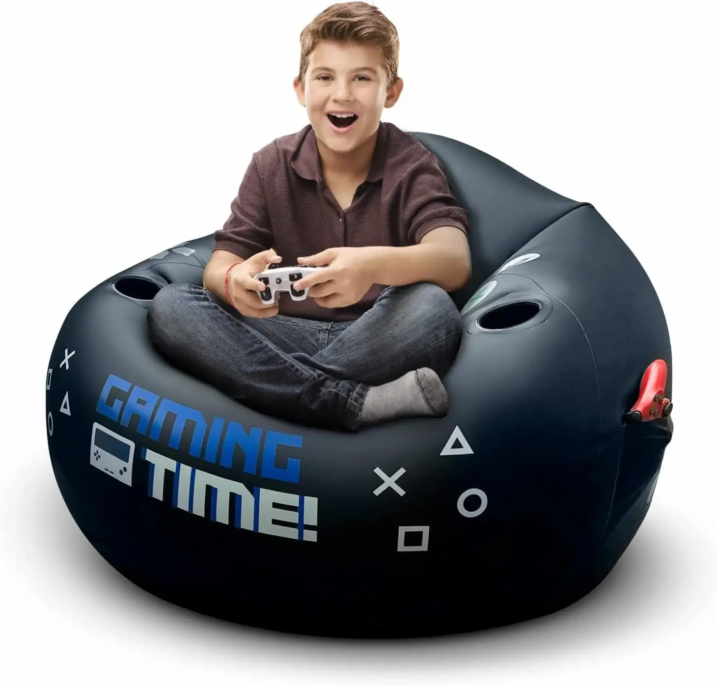 Silla de juego Air Bean Bag, silla inflable para niños y adolescentes, silla de juegos para niños con portavasos y bolsillo lateral para decoración de habitación de jugadores