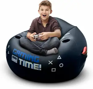 Air Bean Bag Game Chair Inflatable Kids Teens Gaming Chair for children with Cup Holders and Side Pocket for Gamer Room Decor