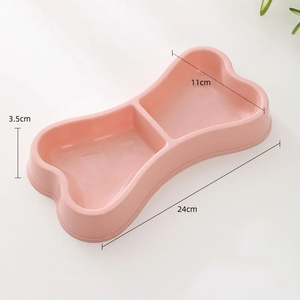 Gamelle double en forme d'os pour chien, écologique, rose, en plastique, pour chiot, gamelles pour chat, couleur aléatoire, fournitures pour animaux de compagnie - Product Image 6