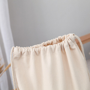 Umwelt freundliche leere doppelte Schnur Baumwolle kleine Tasche Lagerung Geschenk Schmuck Leinwand Tasche benutzer definierte personal isierte - Product Image 2