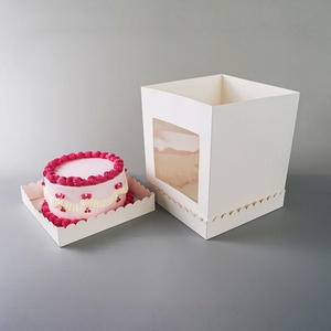 Clear Cake Packing Box Custom <b>Bakery</b> <b>Boxes</b> White With Window 12 Inch Plain Base and Lid Cake Box - Product Image 3