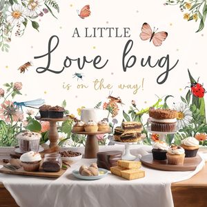 Fondo para Baby Shower con Diseño <span class=keywords><strong>de</strong></span> Insectos, Flores y Hojas, Decoración para Fiesta <span class=keywords><strong>de</strong></span> Baby Shower - Product Image 2