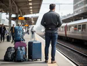 Borsa da uomo in nylon rettangolare con chiusura a cerniera solida per viaggi e uso quotidiano - Product Image 2