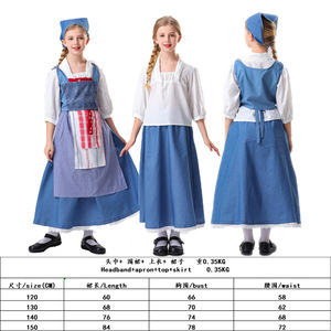Nouveau Halloween enfants ferme médiévale robe de femme de chambre française femme de ménage Cosplay scène Performance Costumes - Product Image 6