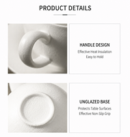 Vente en gros de tasses à café en céramique mate de 300 ml, style minimaliste rustique vintage, tasse à cappuccino et à latte pour la maison, le bureau, le café, ensemble cadeau
