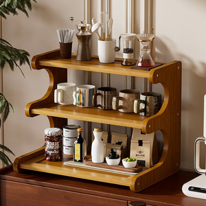 Étagère de rangement multicouche à 3 étages, organisateur de bureau pour cuisine, bureau, comptoir de maison, porte-tasses à thé, matériau MDF - Product Image 3
