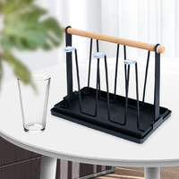 Barre cuisine bureau poignée en métal bois 6 bouteille de café tasse sèche-cheveux rangement présentoir support support pour armoire