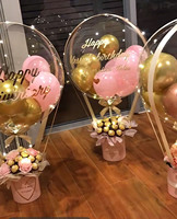 Panier de fleurs en filet, seau décoratif, bouquet de ballons Bobo, arrangement de décoration pour fête d'anniversaire et Saint-Valentin