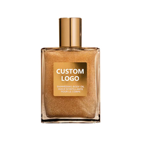 Surligneur de maquillage biologique personnalisé, poudre bronzante à paillettes éclaircissante pour le visage, huile liquide scintillante pour le corps avec perle blanche et or rose