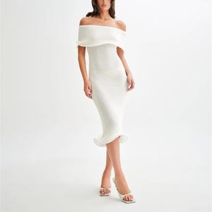 Robe d'été décontractée pour femme OEM, robe en tricot pour femme, design sexy sans manches, épaules dénudées, coupe ajustée - Product Image 1