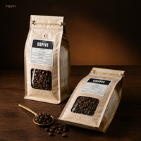 Pochette d'emballage personnalisée pour grains de café, sachets octogonaux à soufflets latéraux, emballage de café pour la vente au détail