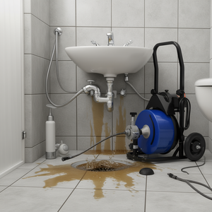 Limpiador de desagües con cable de 60 pies, cortador de 1/2 pulgada con rueda y interruptor de pie para uso en baño y cocina - Product Image 2