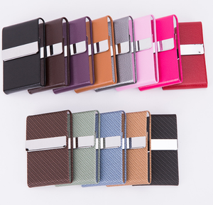 Étui à cigarettes <span class=keywords><strong>en</strong></span> <span class=keywords><strong>cuir</strong></span> PU à 9 compartiments, porte-cartes de visite et d'argent, accessoires de <span class=keywords><strong>cigarette</strong></span> ultra-minces portables haut de gamme pour hommes, prix d'usine - Product Image 4