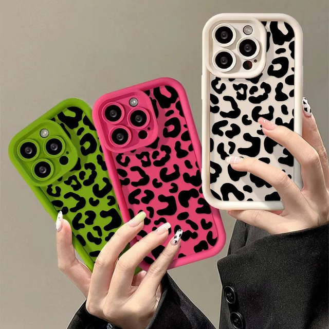 Luxury Leopard Print Pattern Phone Case for iPhone 16 15 14 13 12 11 XR XS Max 7 8 Plus TPU Shockproof Soft Cover