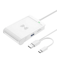 Lector de Tarjetas USB 2.0 Multifuncional con Conector Dual USB-A y USB-C, Lector de Tarjetas Inteligentes Todo en Uno con NFC, IC, ID, SIM, SD y TF
