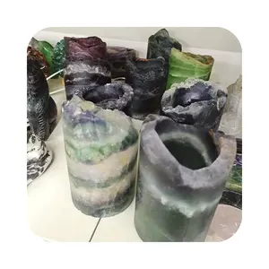 Wholesale natural colorful crystal healing quartz rainbow fluorite crystal gift lamps night light for fengshui decoration