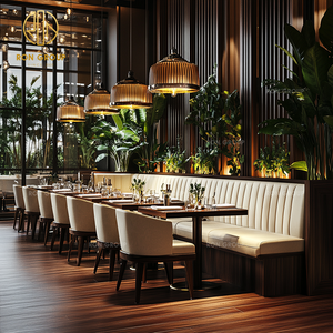 Modern Commercial White Curved Leather Wooden Hotel Restaurant Chair with Table <strong>Sofa</strong> Booth Seating Furniture Booth for <strong>Cafeteria</strong> - Product Image 4