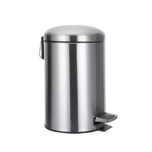 Cubo de basura cilíndrico de acero inoxidable con pedal para cocina, baño, sala de estar y uso doméstico. - Product Image 1