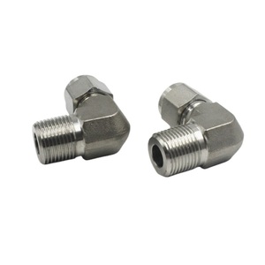 Codo <span class=keywords><strong>de</strong></span> Compresión <span class=keywords><strong>de</strong></span> Acero Inoxidable <span class=keywords><strong>de</strong></span> 90 Grados con Rosca Macho y Férula Simple/Doble para Líneas <span class=keywords><strong>de</strong></span> Aire - Product Image 3