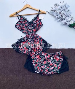 Traje de ropa interior caliente Impreso Sexy <span class=keywords><strong>Tirantes</strong></span> Pijamas Fabricantes en stock al por mayor - Product Image 6