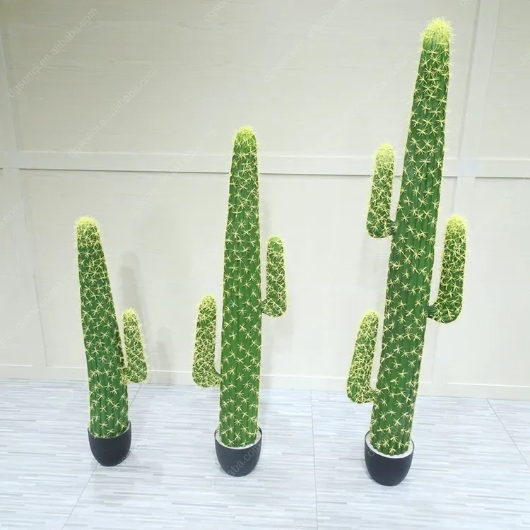 Indoor Decorative Plastic Green Potted Artificial Cactus Tree and Fake Mini Plants Artificial Cactus Plant Tree