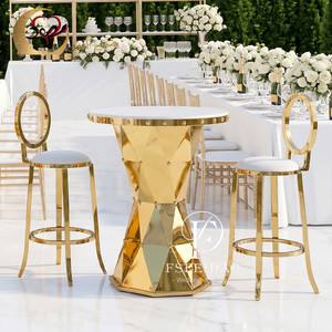 Stainless Steel Mirror <b>Bar</b> High Top Cocktail <b>Table</b> with Modern Design for Wine Cellar & Outdoor Use - Product Image 3