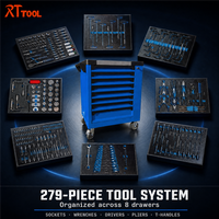 Chariot à outils robuste RTTOOL 279 pièces avec 8 tiroirs sur roulettes pour l'organisation d'atelier