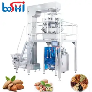 Fully automatic weighing nuts sugar wafer roll dry fruit packing Machine with multi head weigher