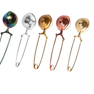 Tùy Chỉnh Vỏ Trái Tim Mạ Vàng Kim Loại Thép Không Gỉ Lá Lỏng Lẻo Lưới Trà Bóng Trà Infuser Lọc Với Xử Lý - Product Image 4