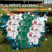 2026 World Baseball Classic NY 56 Randy Arozarena 30 Alejandro Kirk 16 Duran Tissu respirant en Spandex/Polyester à motif de points brodé